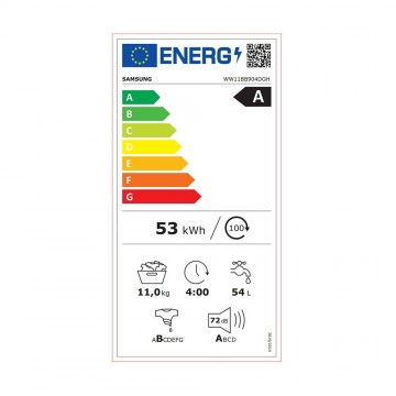 Samsung Πλυντήριο Ρούχων 11kg 1400 Στροφών Μαύρο WW11BB904DGHS6